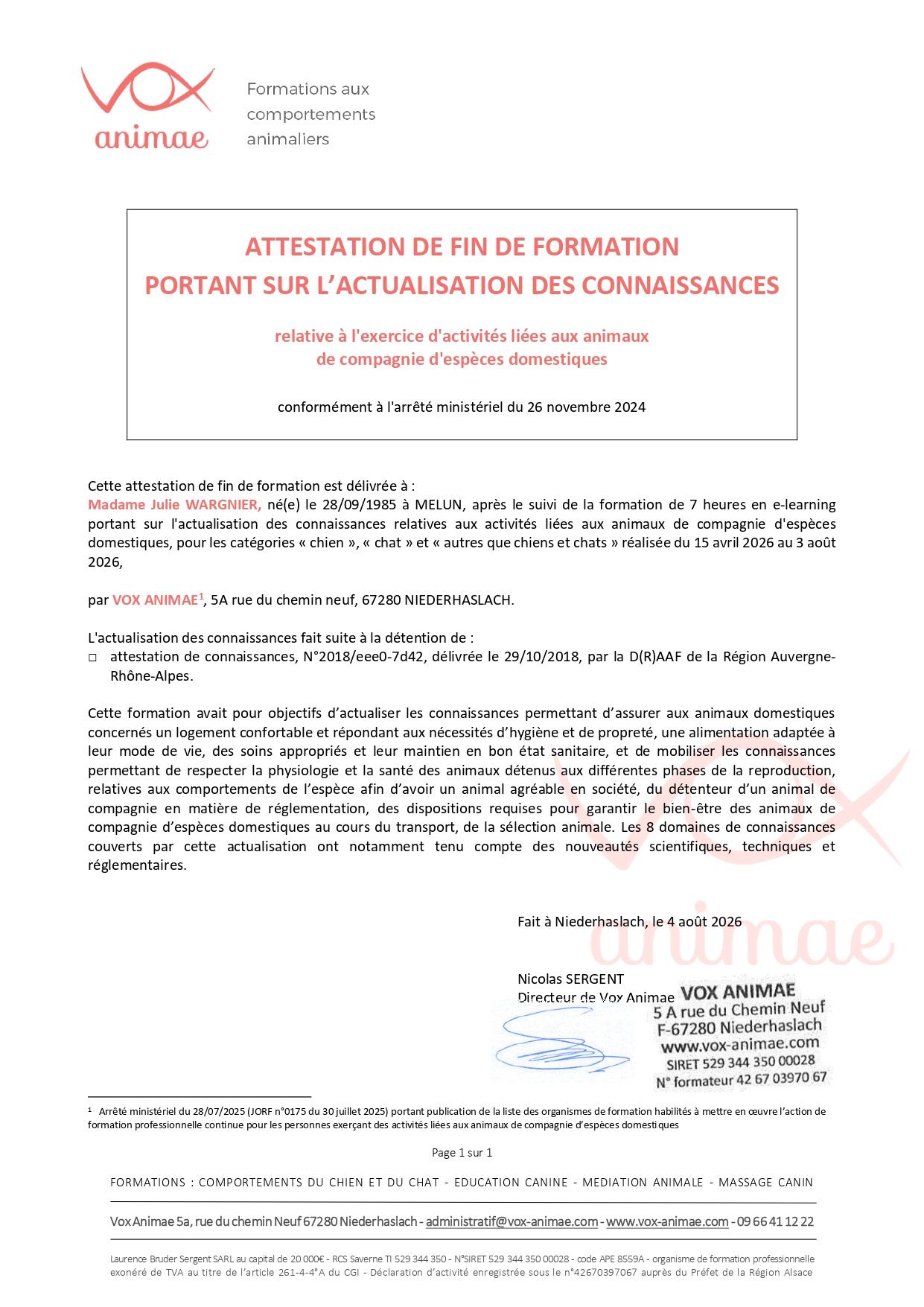Attestation 2026