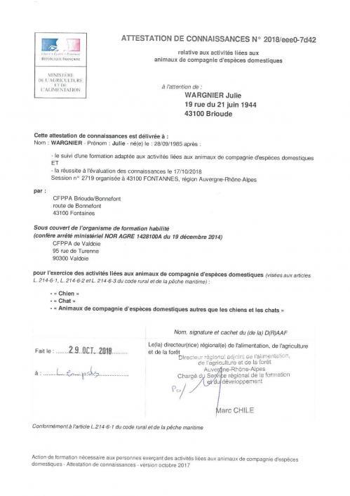 Attestation connaissances animaux compagnie 1